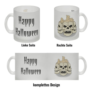 Kaffeetasse mit Totenköpfen und Kerzen - Happy Halloween