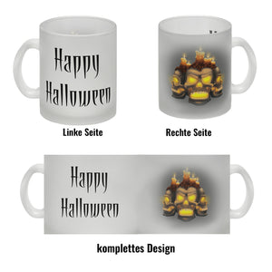 Kaffeetasse mit Totenköpfen und brennenden Kerzen - Happy Halloween