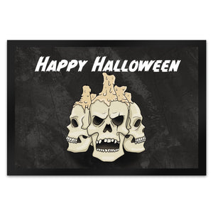 Fußmatte für Halloween mit Totenköpfen und Kerzen - Happy Halloween
