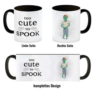 Kaffeetasse mit süßem Zombie und Spruch - Too cute to spook