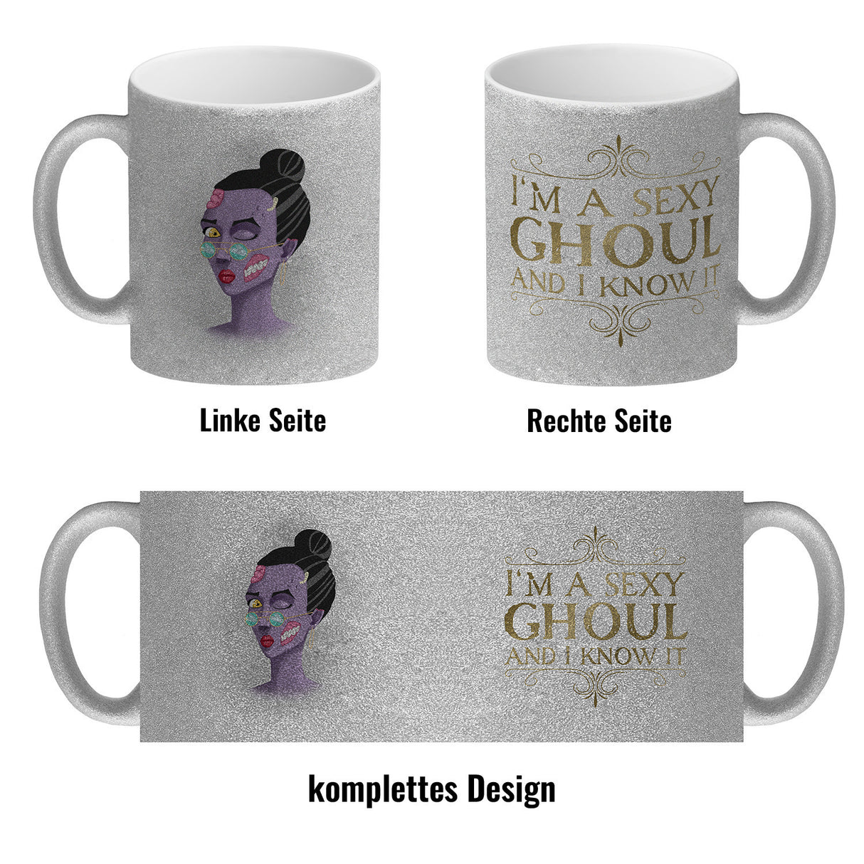 Kaffeetasse mit sexy Zombie und Spruch - I'm a sexy ghoul and I know it