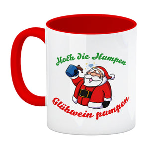 Kaffeebecher mit betrunkenem Weihnachtsmann - Hoch die Humpen, Glühwein pumpen