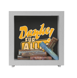 Spardose zum Thema Dankbarkeit - Danke für Alles!