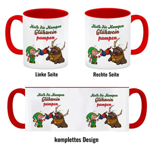 Hoch die Humpen Glühwein pumpen Kaffeebecher mit betrunkenem Rentier & Wichtel