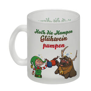 Hoch die Humpen Glühwein pumpen Kaffeebecher mit betrunkenem Rentier & Wichtel