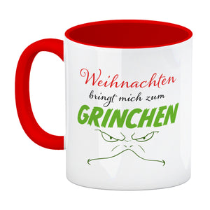 Weihnachten bringt mich zum grinchen Kaffeebecher mit Spruch