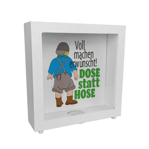 Volle Lederhose Spardose mit Spruch - Dose statt Hose