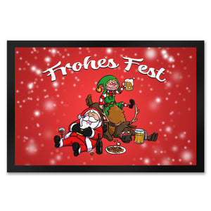 Frohes Fest mit lustigem Weihnachtsmotiv Fußmatte