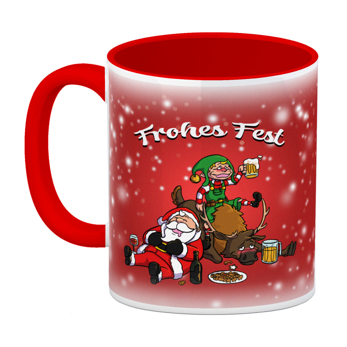 Frohes Fest mit lustigem Weihnachtsmotiv Kaffeebecher