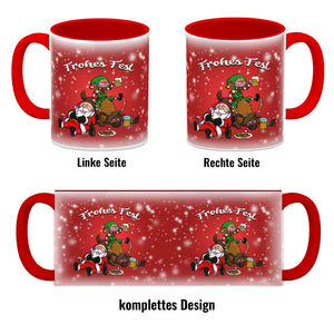 Frohes Fest mit lustigem Weihnachtsmotiv Kaffeebecher