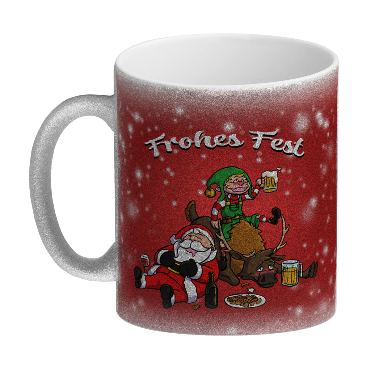 Frohes Fest mit lustigem Weihnachtsmotiv Kaffeebecher