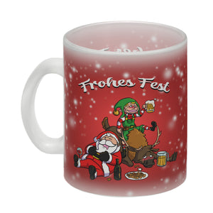 Frohes Fest mit lustigem Weihnachtsmotiv Kaffeebecher