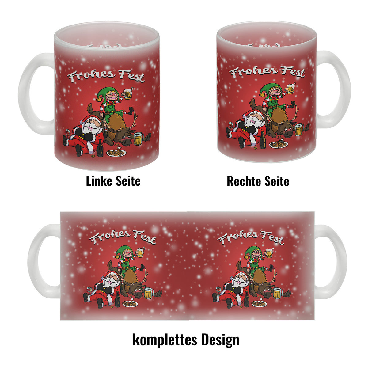 Frohes Fest mit lustigem Weihnachtsmotiv Kaffeebecher