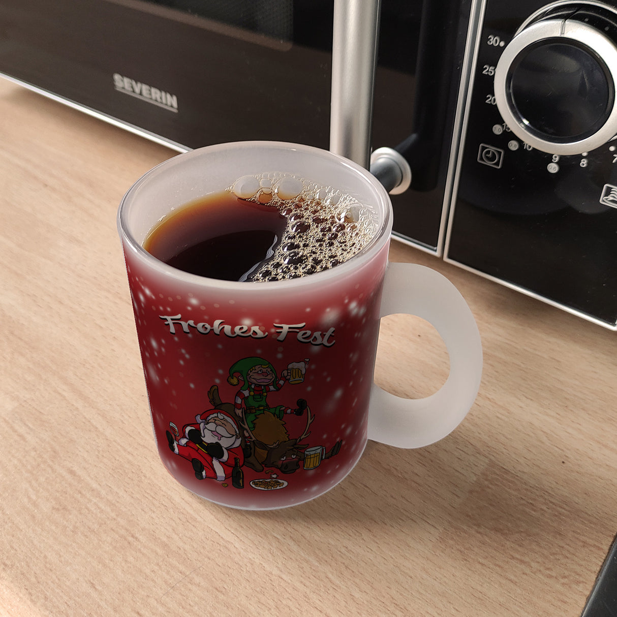 Frohes Fest mit lustigem Weihnachtsmotiv Kaffeebecher