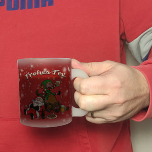 Frohes Fest mit lustigem Weihnachtsmotiv Kaffeebecher