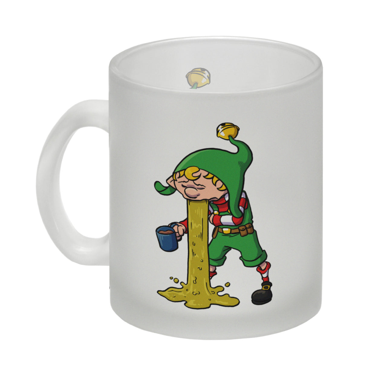 Kotzender Weihnachtswichtel mit Glühweintasse Weihnachten Kaffeebecher