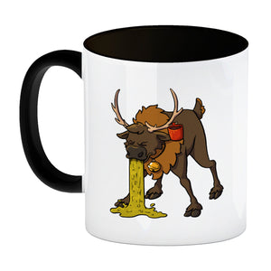 Kotzendes Rentier mit Glühweintasse Weihnachten Kaffeebecher