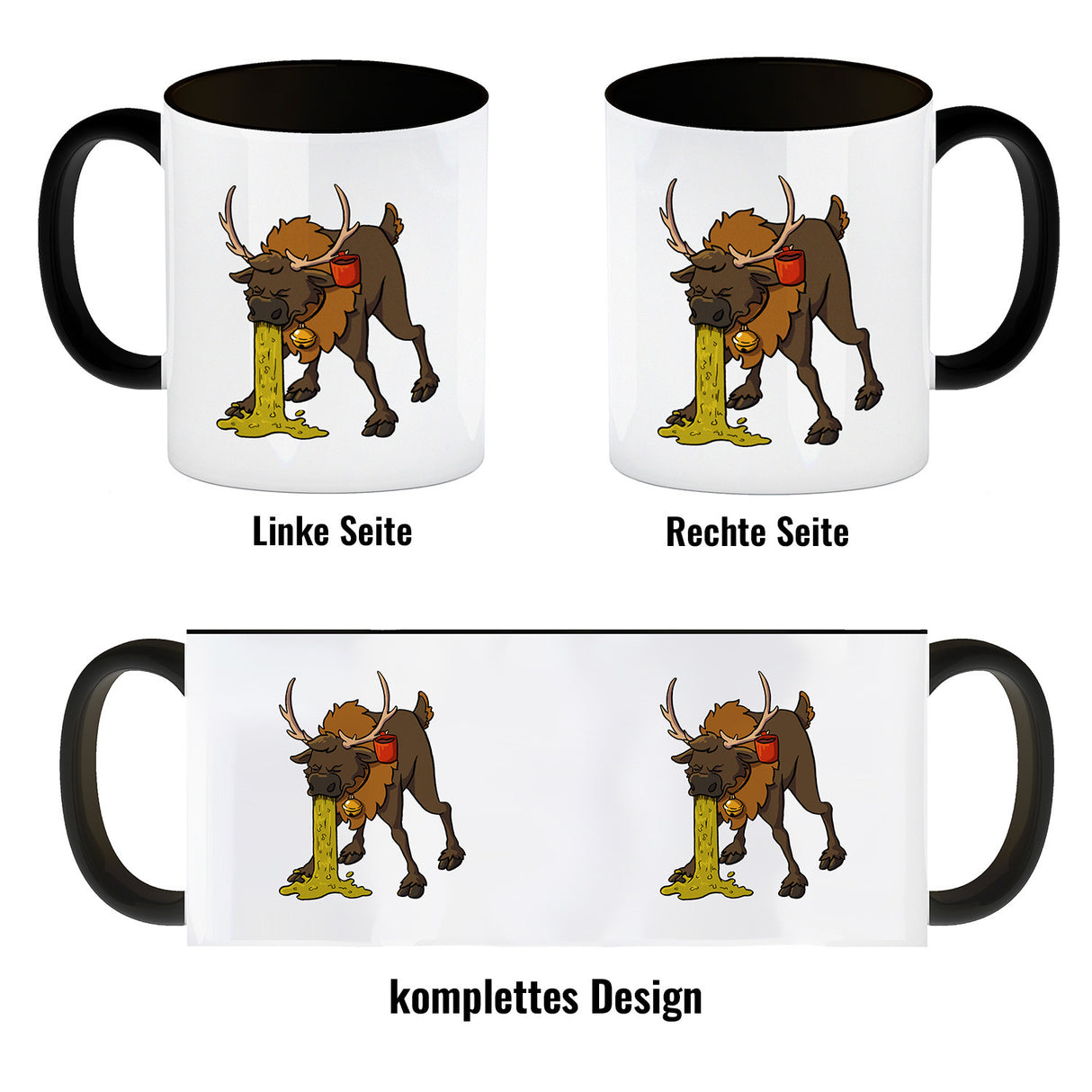 Kotzendes Rentier mit Glühweintasse Weihnachten Kaffeebecher