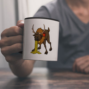 Kotzendes Rentier mit Glühweintasse Weihnachten Kaffeebecher