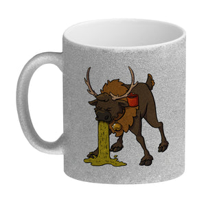 Kotzendes Rentier mit Glühweintasse Weihnachten Kaffeebecher