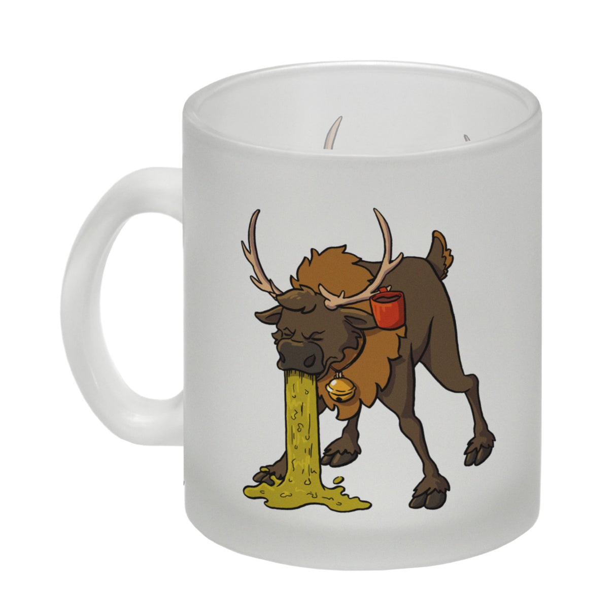 Kotzendes Rentier mit Glühweintasse Weihnachten Kaffeebecher