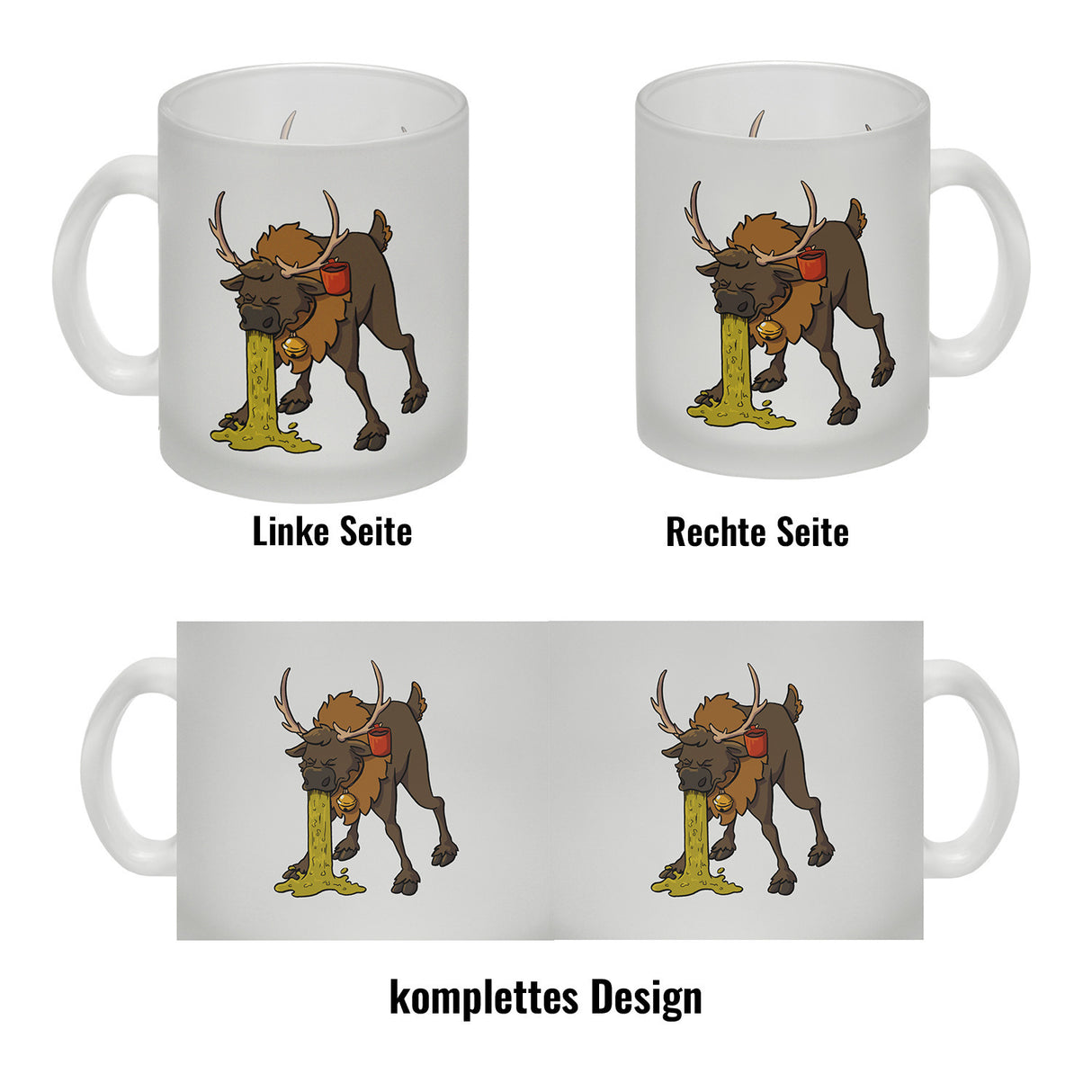 Kotzendes Rentier mit Glühweintasse Weihnachten Kaffeebecher