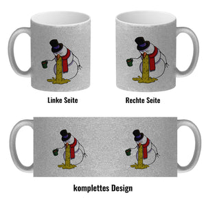 Kotzender Schneemann mit Glühweintasse Weihnachten Kaffeebecher