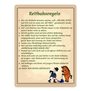 Reitbahnregeln Metallschild in 15x20 cm