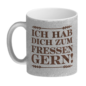 Ich hab dich zum Fressen gern Kaffeetasse mit lustigen Lebkuchen und Spruch