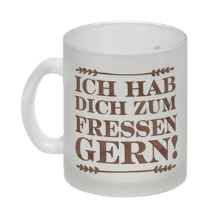 Ich hab dich zum Fressen gern Kaffeetasse mit lustigen Lebkuchen und Spruch