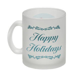 Happy Holidays witziger Kaffeebecher mit Weihnachtsmann auf Surfbrett