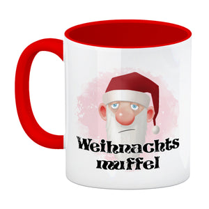 Weihnachtsmuffel witzige Kaffeetasse mit lustlosem Weihnachtsmann Motiv