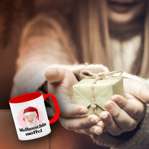 Weihnachtsmuffel witzige Kaffeetasse mit lustlosem Weihnachtsmann Motiv