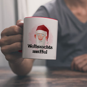 Weihnachtsmuffel witzige Kaffeetasse mit lustlosem Weihnachtsmann Motiv