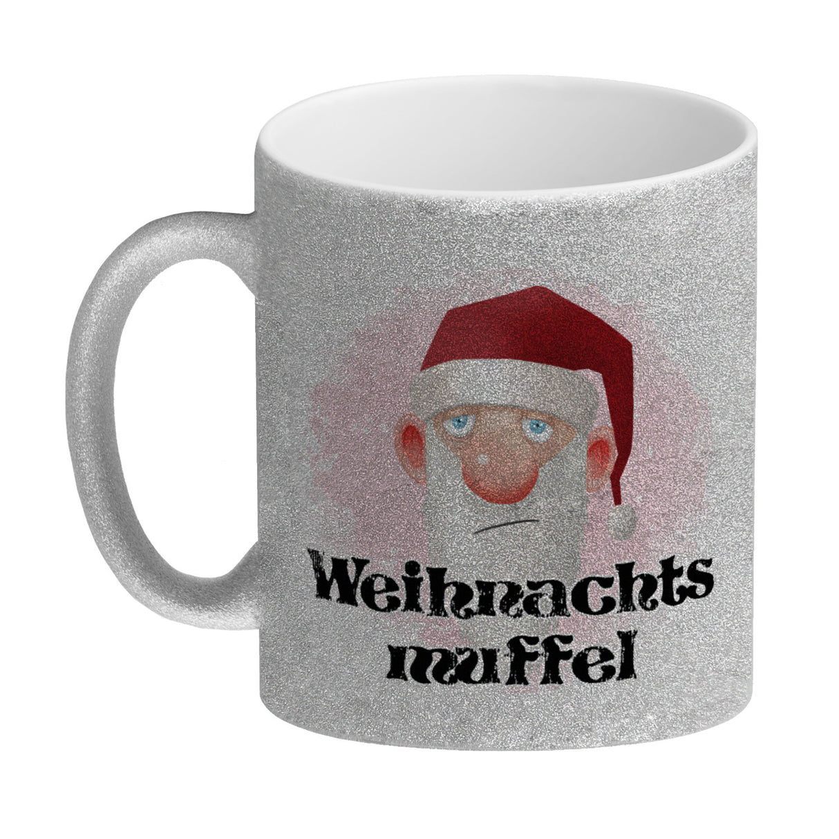 Weihnachtsmuffel witzige Kaffeetasse mit lustlosem Weihnachtsmann Motiv