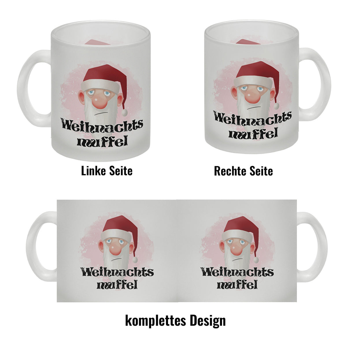 Weihnachtsmuffel witzige Kaffeetasse mit lustlosem Weihnachtsmann Motiv
