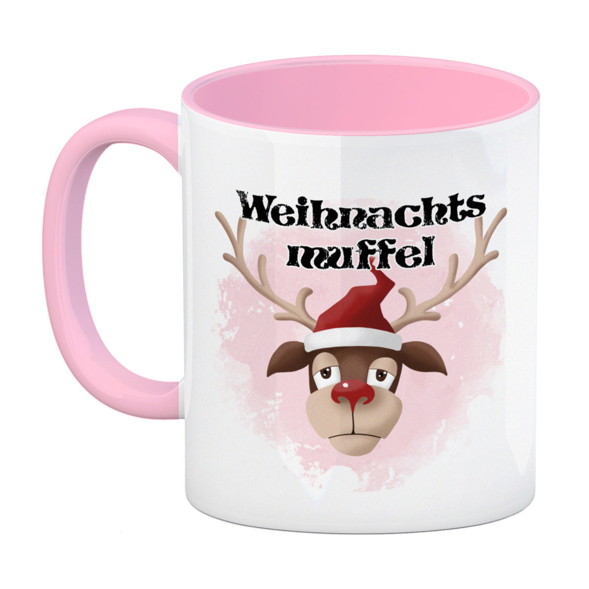 Weihnachtsmuffel witzige Kaffeetasse mit lustlosem Rentier Motiv
