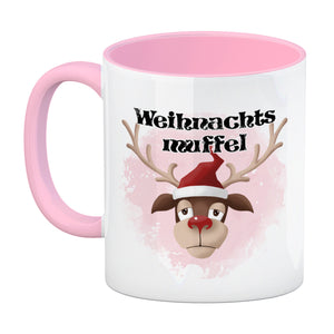 Weihnachtsmuffel witzige Kaffeetasse mit lustlosem Rentier Motiv