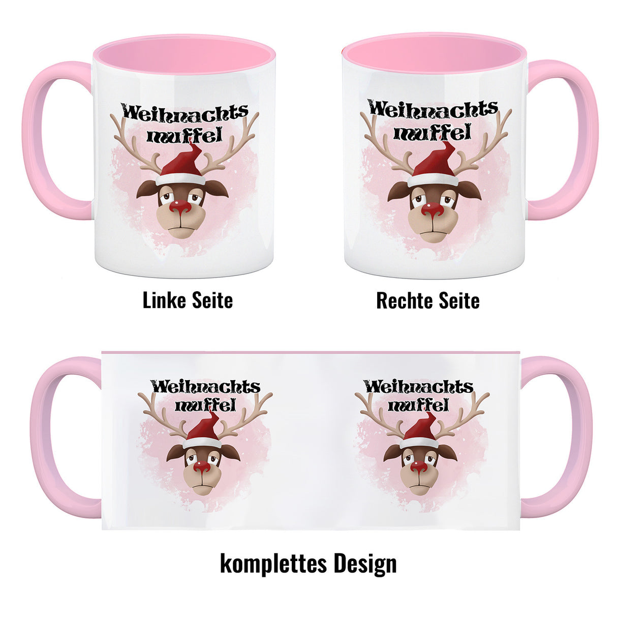 Weihnachtsmuffel witzige Kaffeetasse mit lustlosem Rentier Motiv
