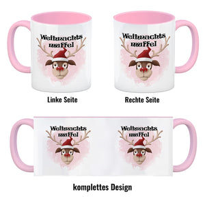 Weihnachtsmuffel witzige Kaffeetasse mit lustlosem Rentier Motiv