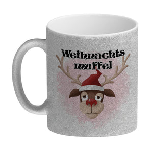 Weihnachtsmuffel witzige Kaffeetasse mit lustlosem Rentier Motiv