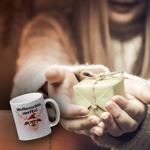 Weihnachtsmuffel witzige Kaffeetasse mit lustlosem Rentier Motiv