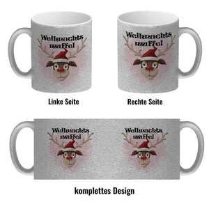 Weihnachtsmuffel witzige Kaffeetasse mit lustlosem Rentier Motiv