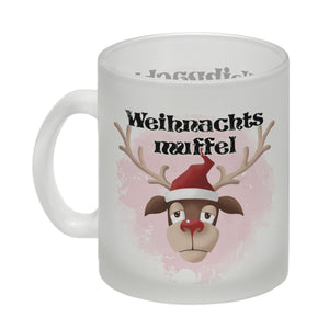 Weihnachtsmuffel witzige Kaffeetasse mit lustlosem Rentier Motiv
