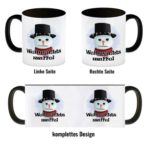 Weihnachtsmuffel witzige Kaffeetasse mit lustlosem Schneemann Motiv