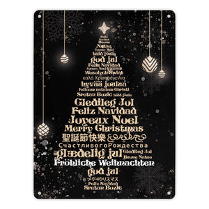 Fröhliche Weihnachten in verschiedenen Sprachen Metallschild