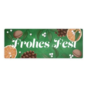 Frohes Fest mit Mistelzweigen und Tannenzäpfen Metallschild