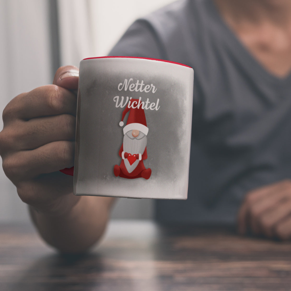 Netter Wichtel böser Wichtel Kaffeetasse für Weihnachten mit witzigen Wichteln