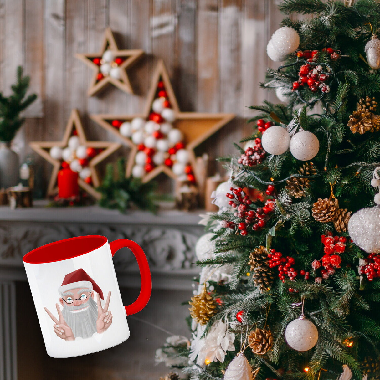 Chill es ist Weihnachten Kaffeetasse mit lustigem Weihnachtsmann