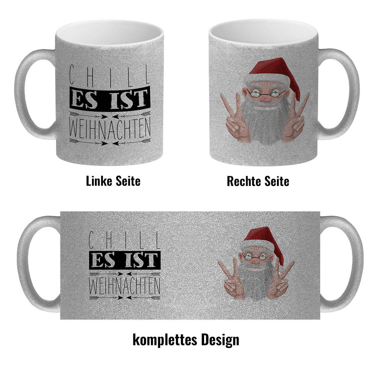 Chill es ist Weihnachten Kaffeetasse mit lustigem Weihnachtsmann